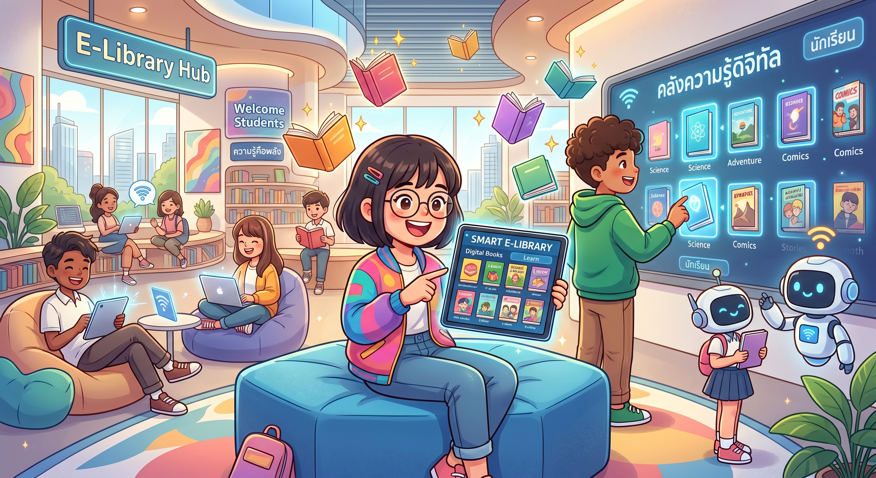 ตัวอย่างการเข้าใช้งาน E-Library (นักเรียน)