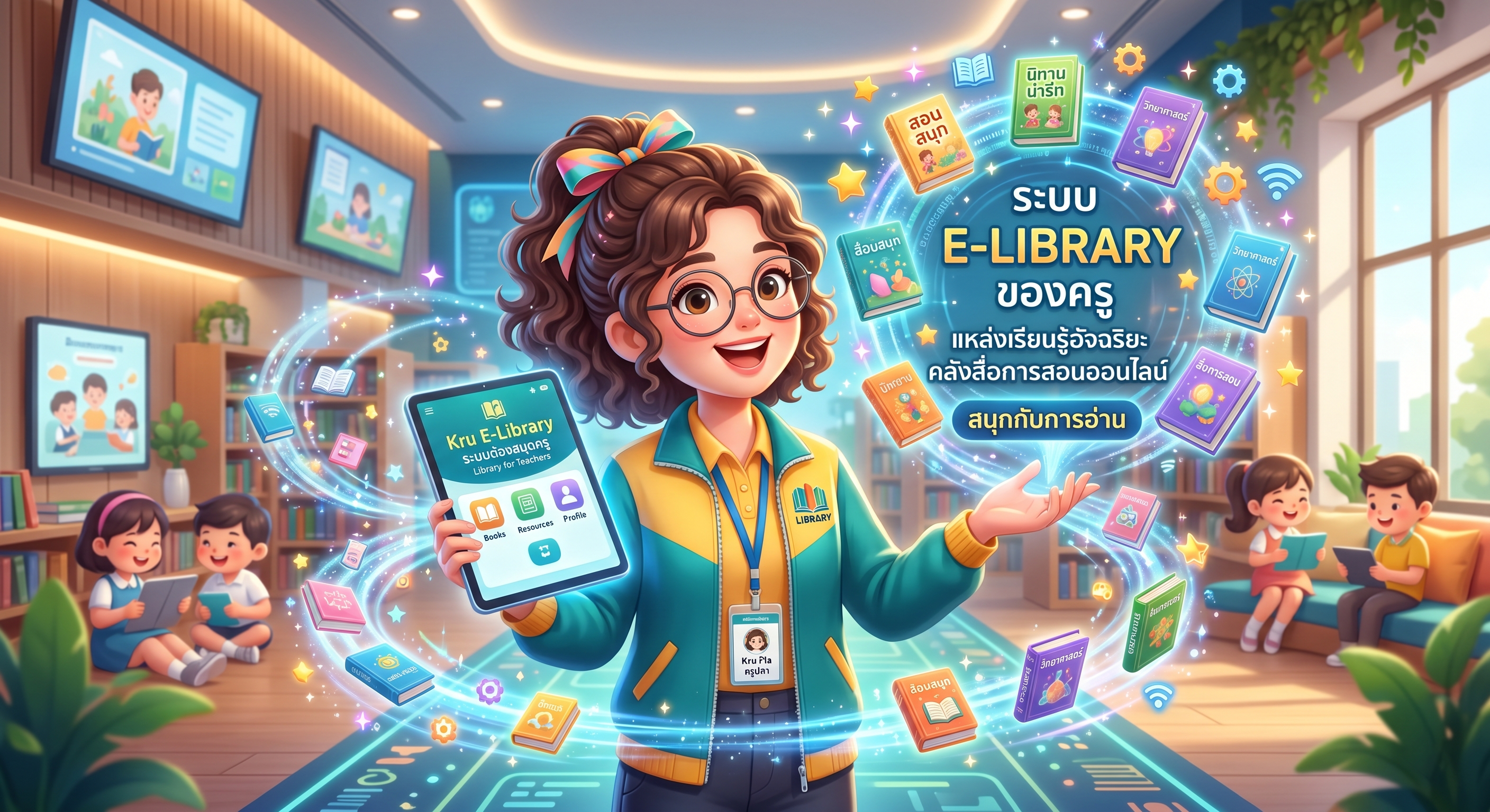 ตัวอย่างการเข้าใช้งาน E-Library (ครู)